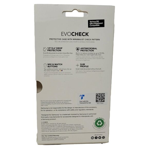 Tech21 Evo Check Mix & Match Buttons for Samsung Galaxy S20 Ultra * Black Clear - Picture 3 of 3